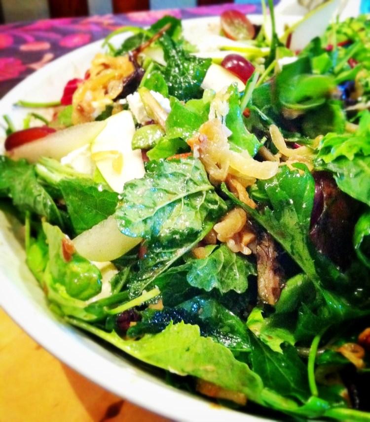 This is that said salad flaunting it's caramelized onions. Shame on you salad!